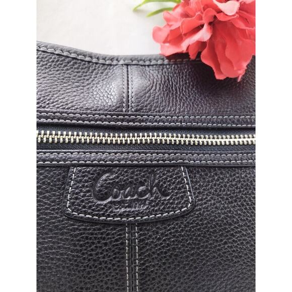 Coach Penelope Black Pebbled Leather Zipper Pockets Crossbody Bag - Picture 4 of 14